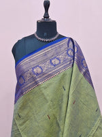 Olive green Chettinad cotton saree 1