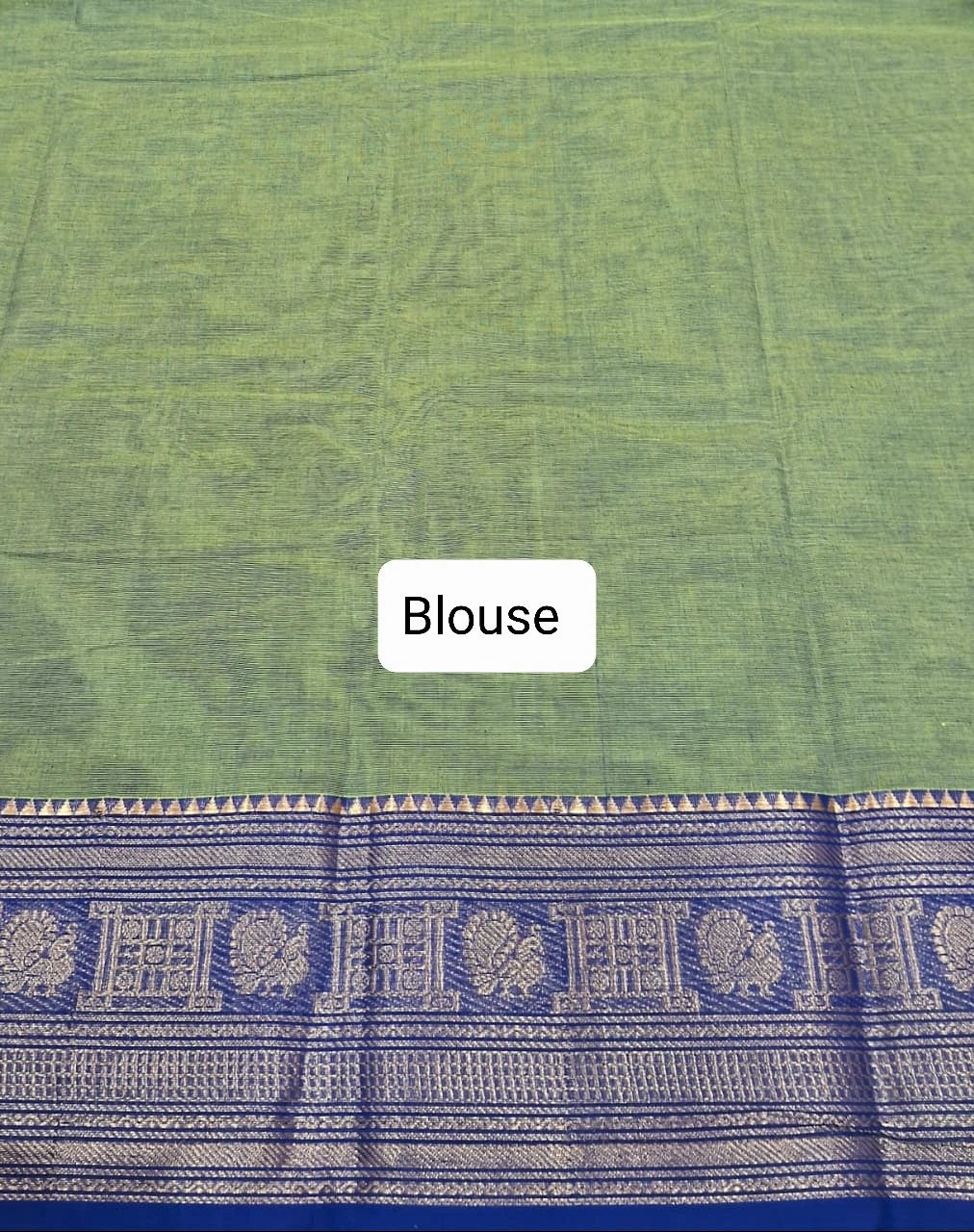 Olive green Chettinad cotton saree Blouse