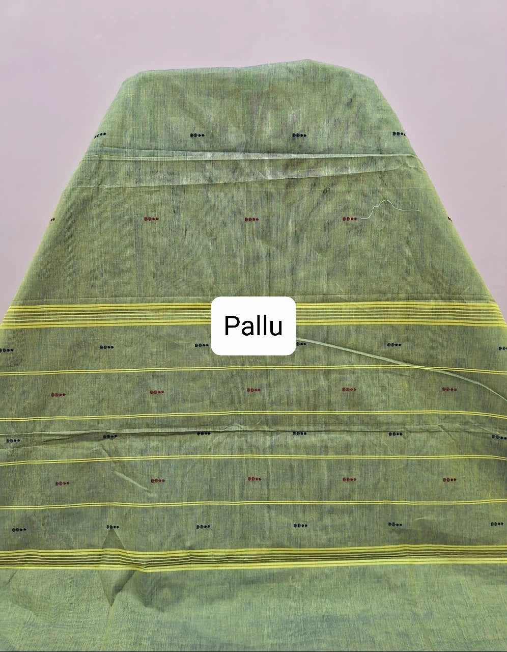 Olive green Chettinad cotton saree Pallu