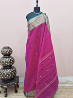 Deep magenta Chettinad cotton saree