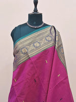 Deep magenta Chettinad cotton saree 1