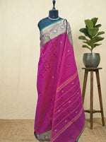 Deep magenta Chettinad cotton saree
