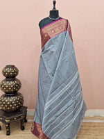 Elephant grey Chettinad cotton saree 