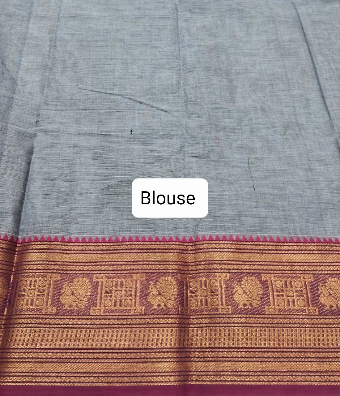 Elephant grey Chettinad cotton saree Blouse