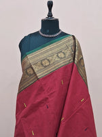 Red Chettinad cotton saree 1