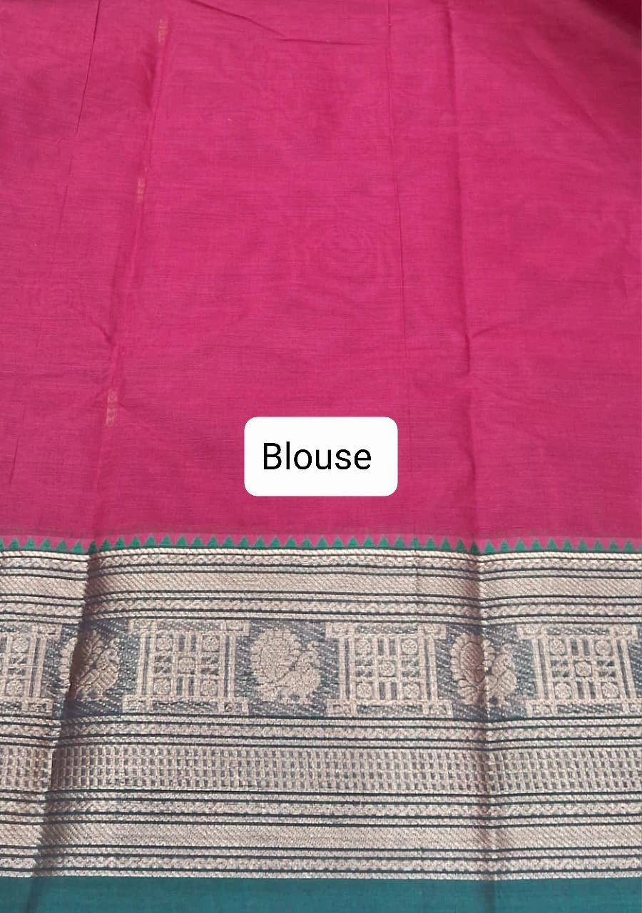 Red Chettinad cotton saree blouse