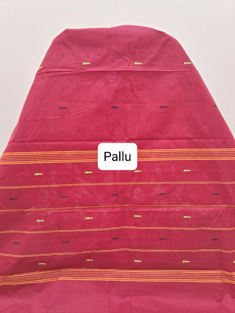 Red Chettinad cotton saree Pallu