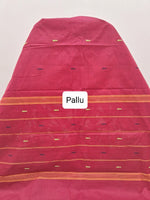 Red Chettinad cotton saree Pallu