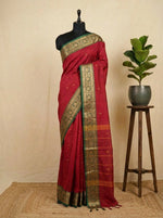 Red Chettinad cotton saree