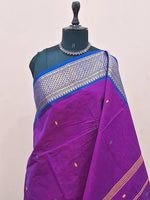 Deep purple Chettinad cotton saree 1