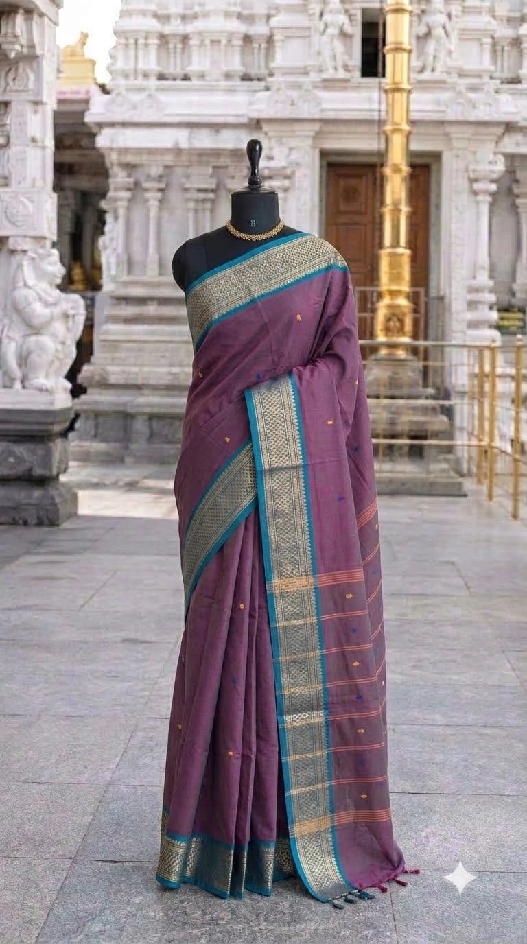 Wine Chettinad cotton saree 