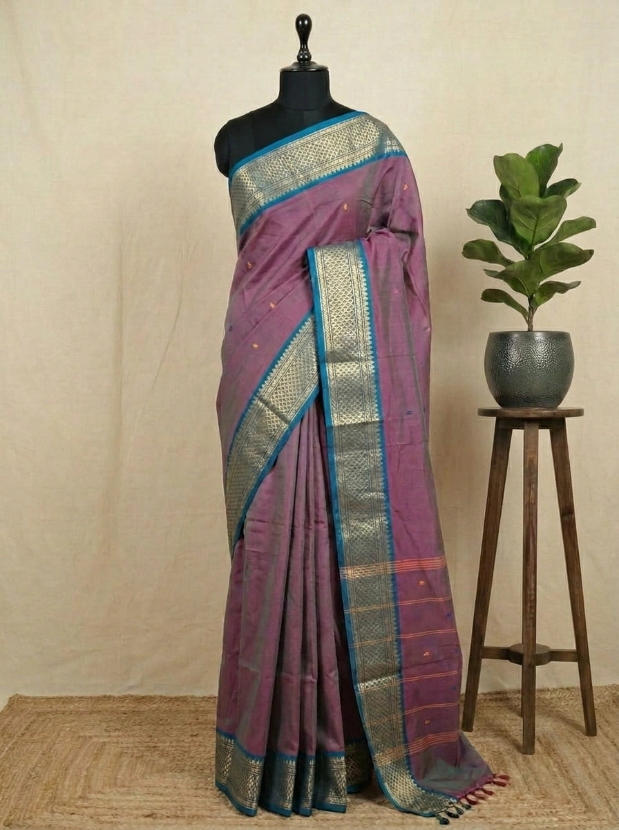 Wine Chettinad cotton saree