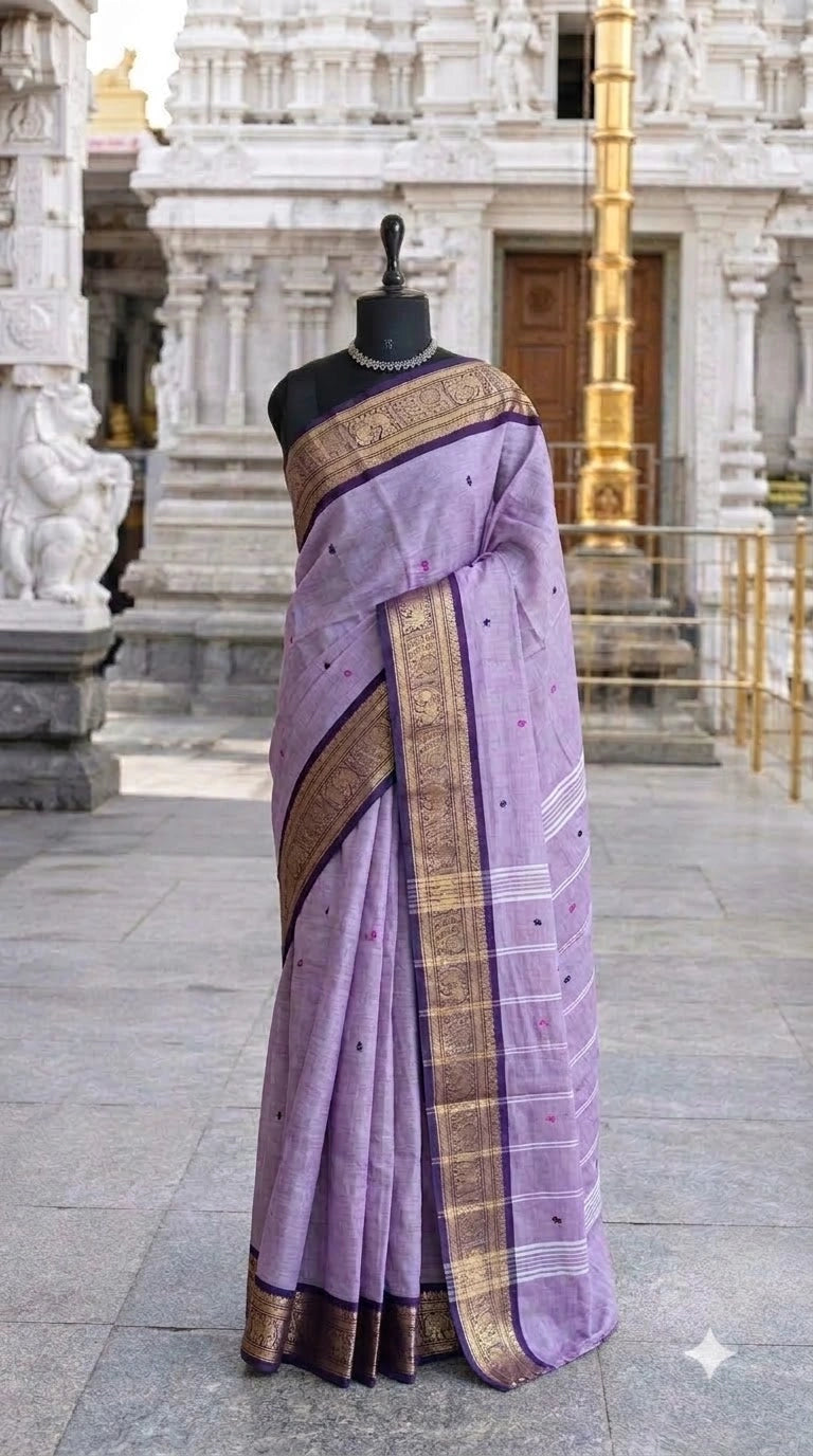 Lavender Chettinad cotton saree
