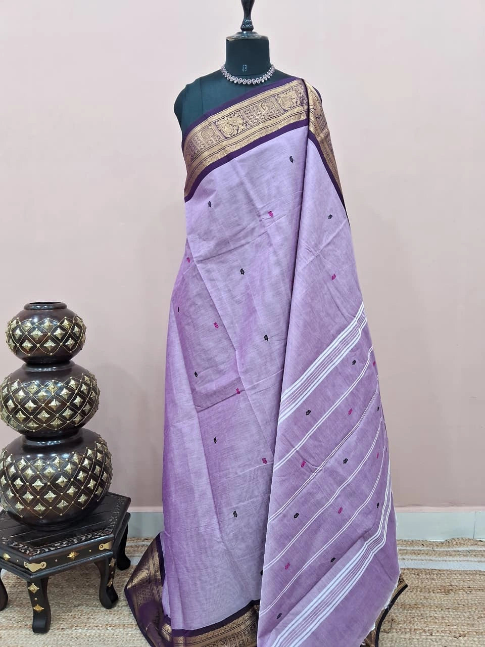 Lavender Chettinad cotton saree