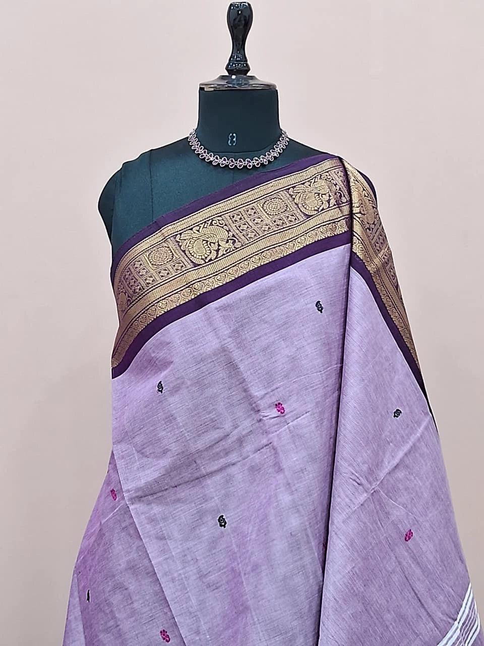 Lavender Chettinad cotton saree 1