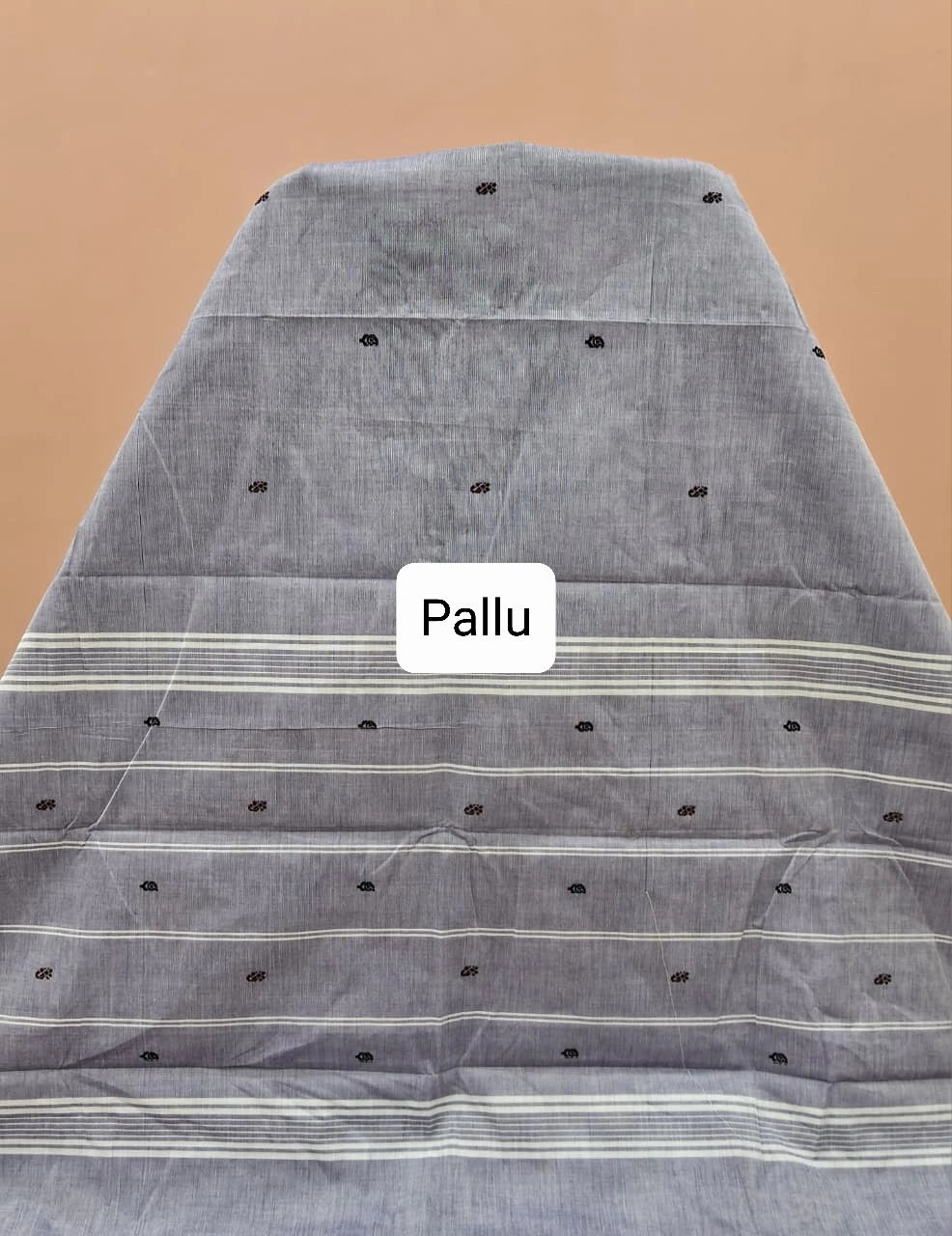 Steel blue Chettinad cotton saree Pallu