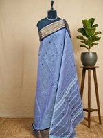 Steel blue Chettinad cotton saree