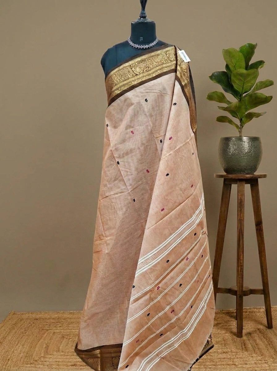 Cream Chettinad cotton saree