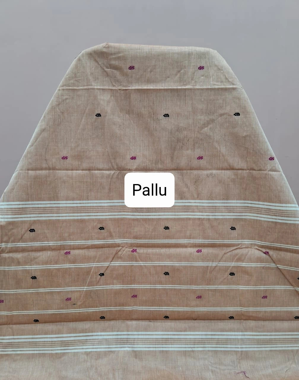 Cream Chettinad cotton saree Pallu