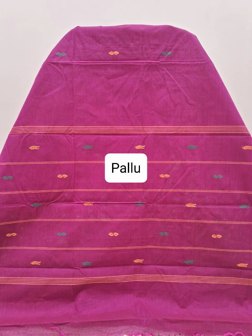 Rani pink Chettinad cotton saree Pallu