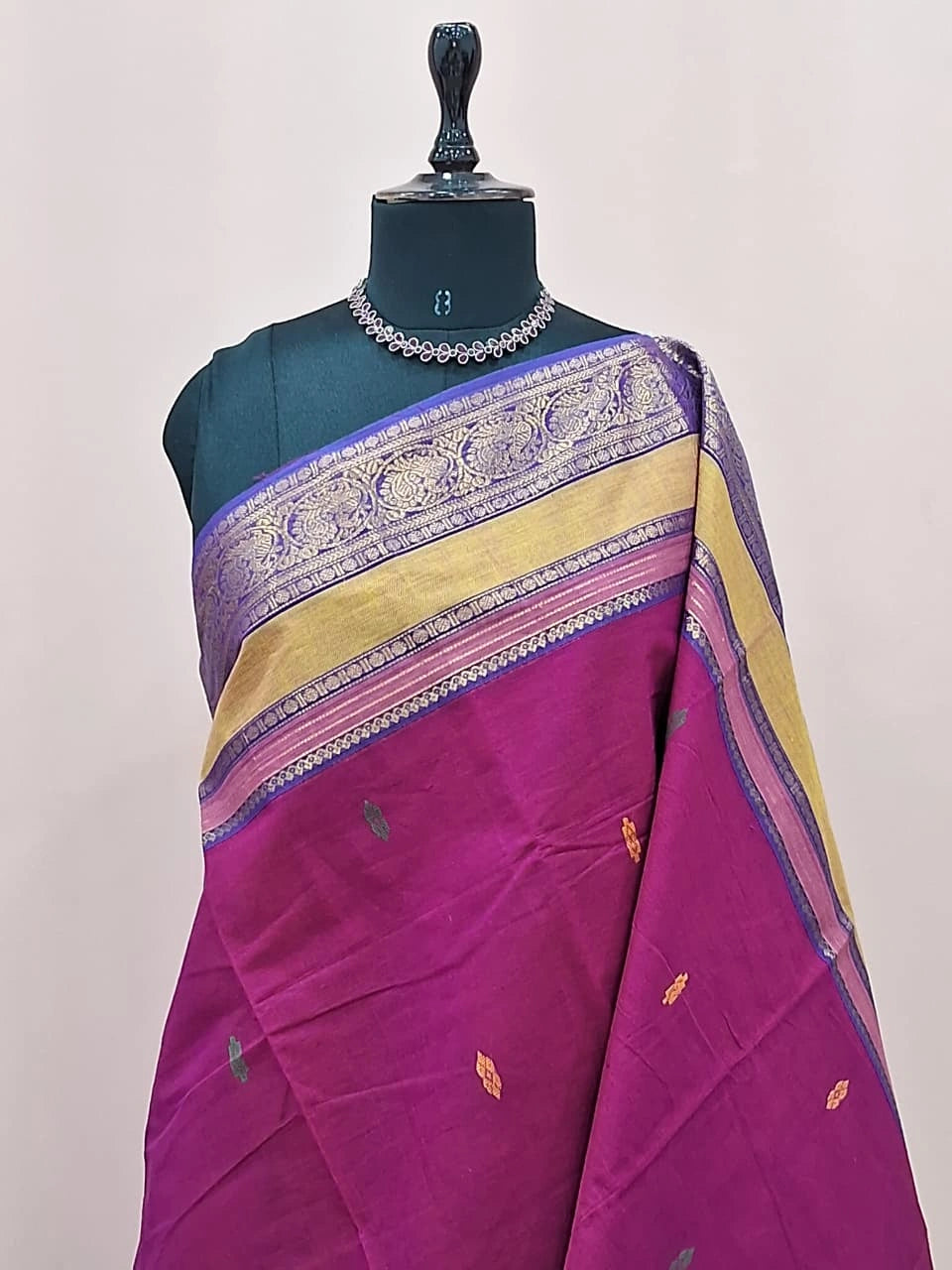 Rani pink pure Chettinad cotton saree 1
