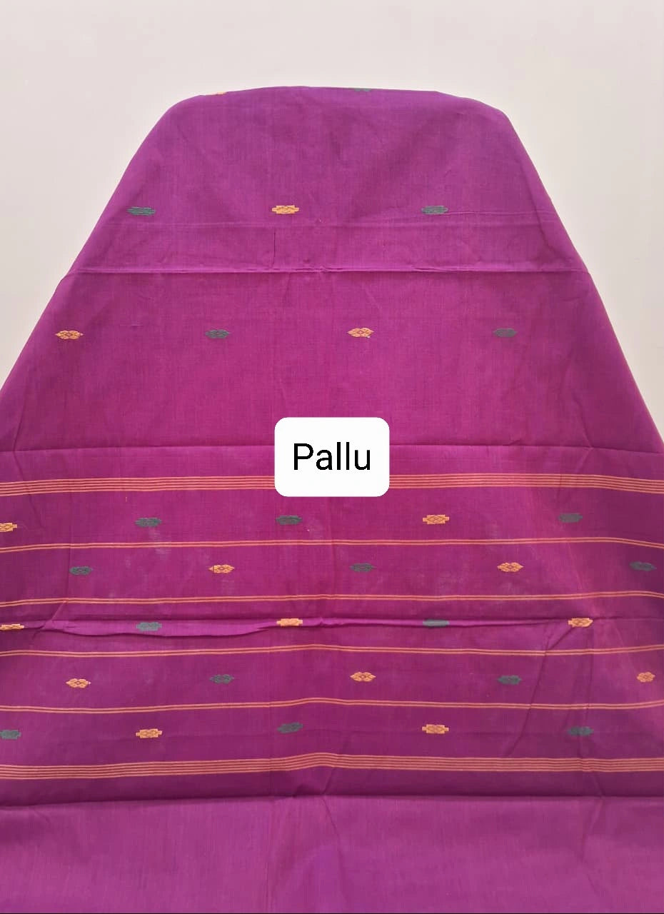 Rani pink pure Chettinad cotton saree Pallu