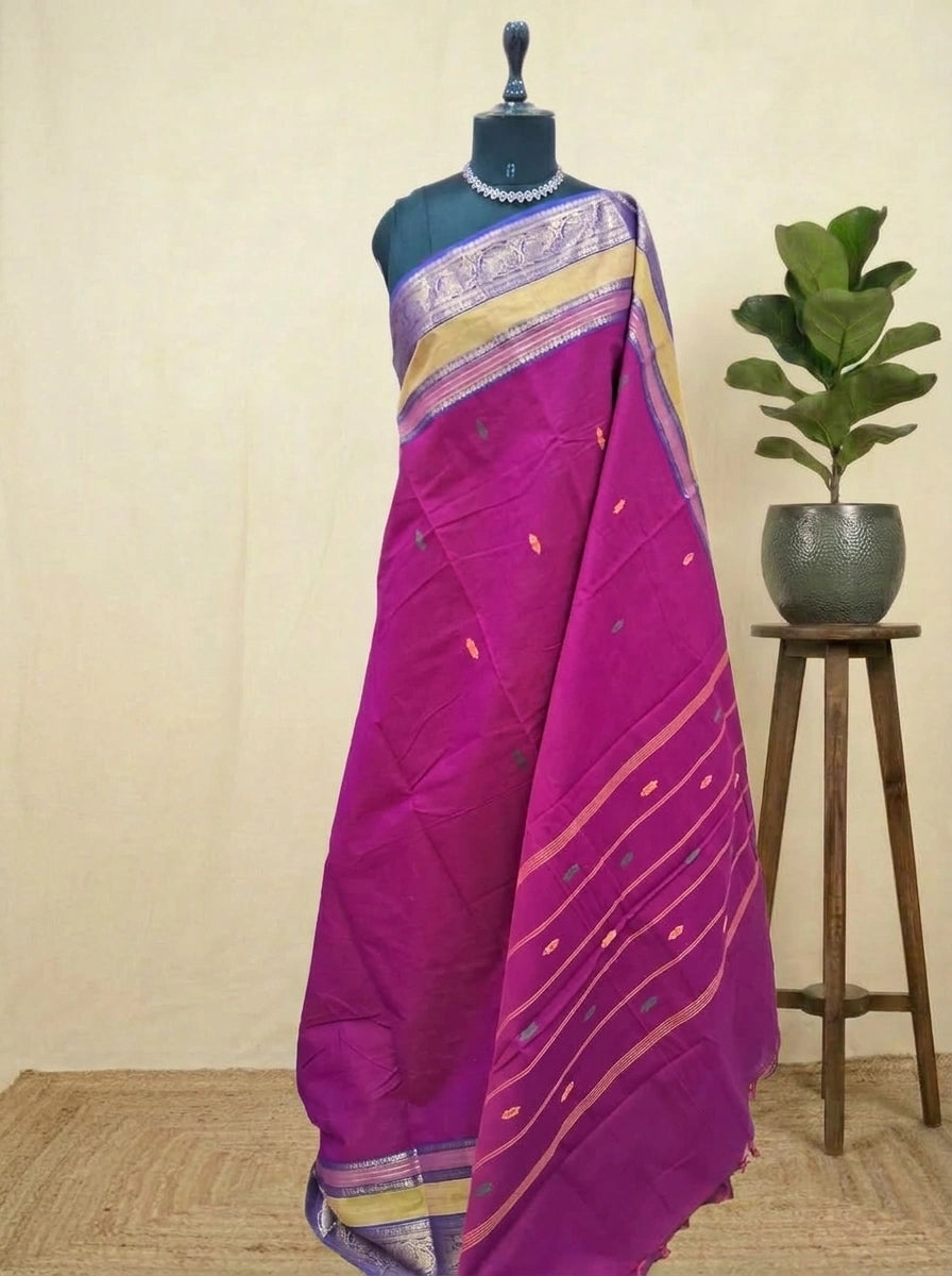 Rani pink pure Chettinad cotton saree