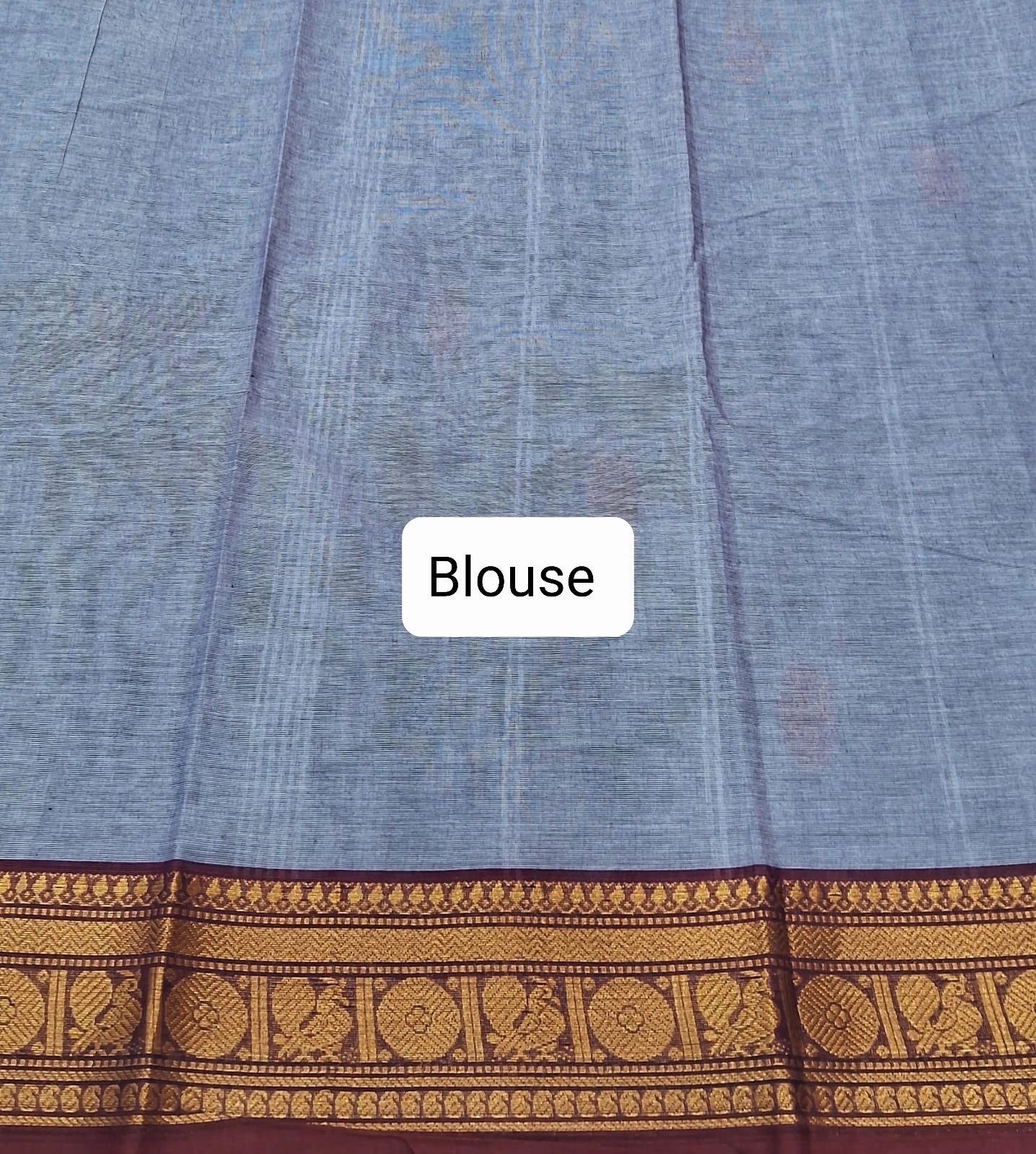 Earth grey Chettinad cotton saree Blouse