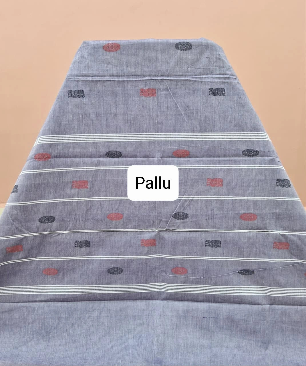 Earth grey Chettinad cotton saree Pallu