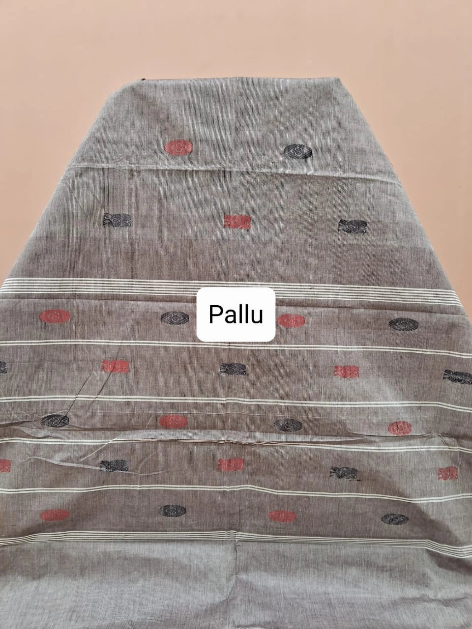 Grey Chettinad cotton saree Pallu