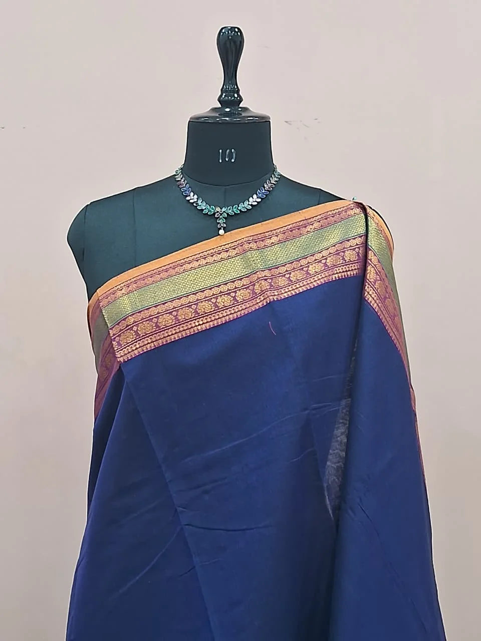 Indigo Blue Chettinad Cotton Saree 1