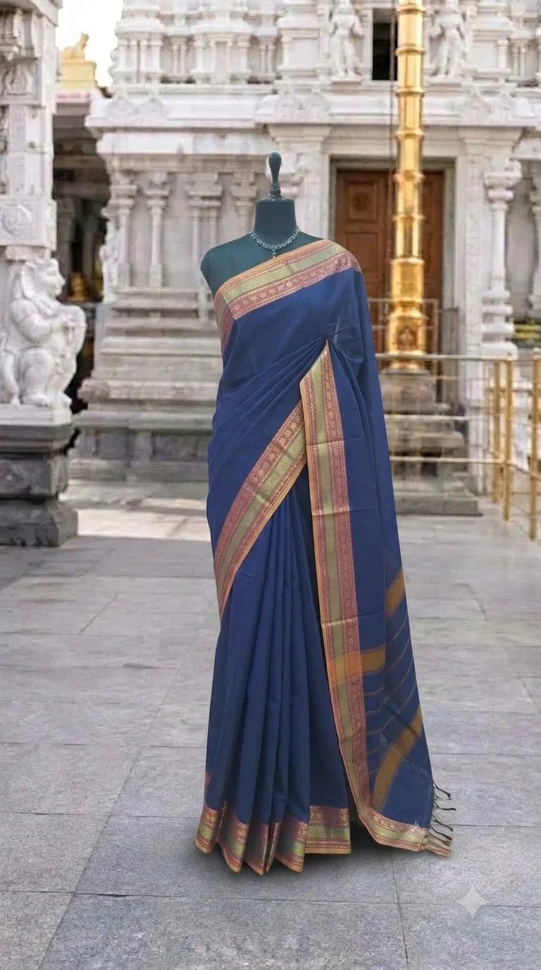 Indigo Blue Chettinad Cotton Saree