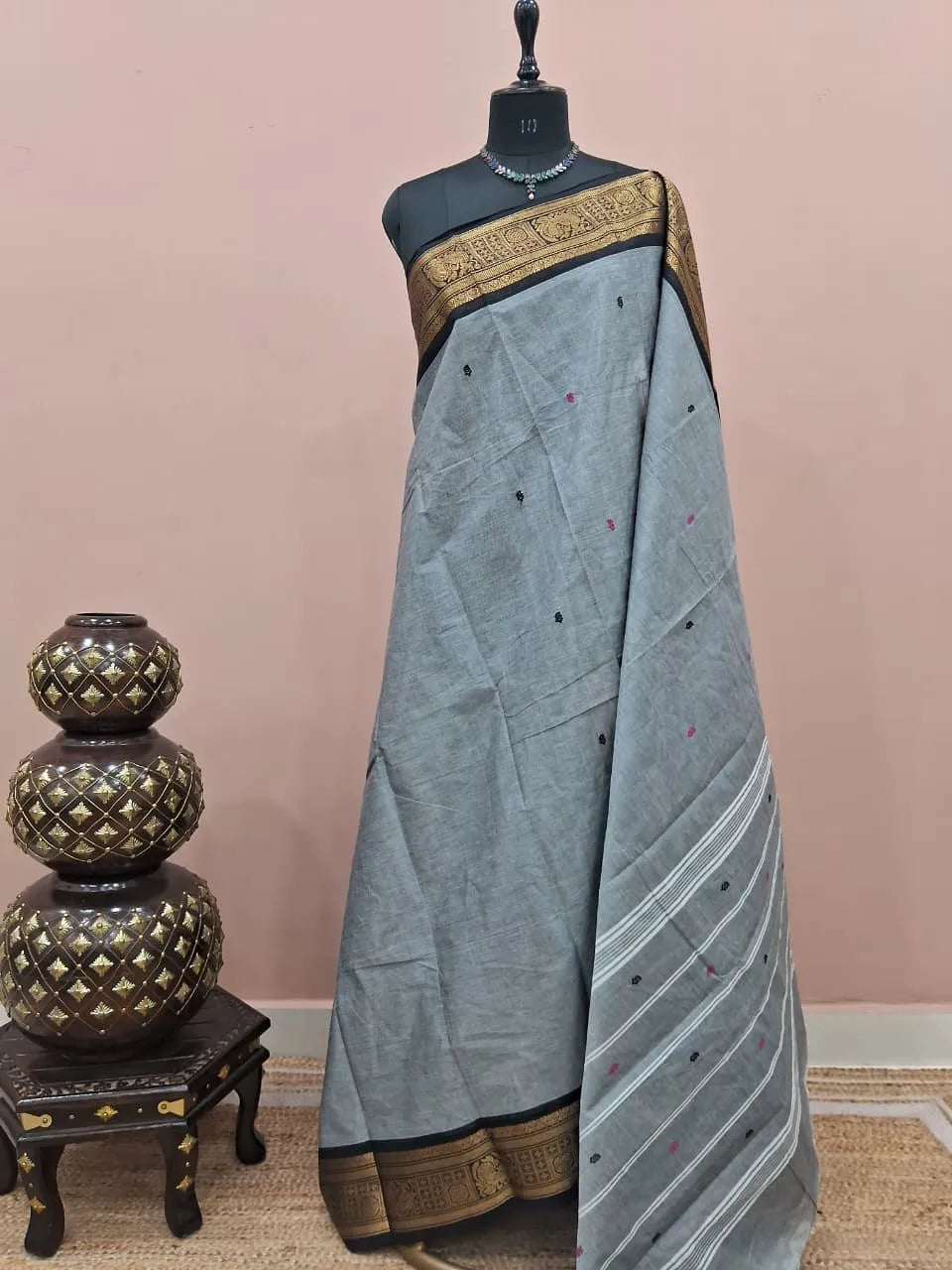 Grey Chettinad Cotton Saree