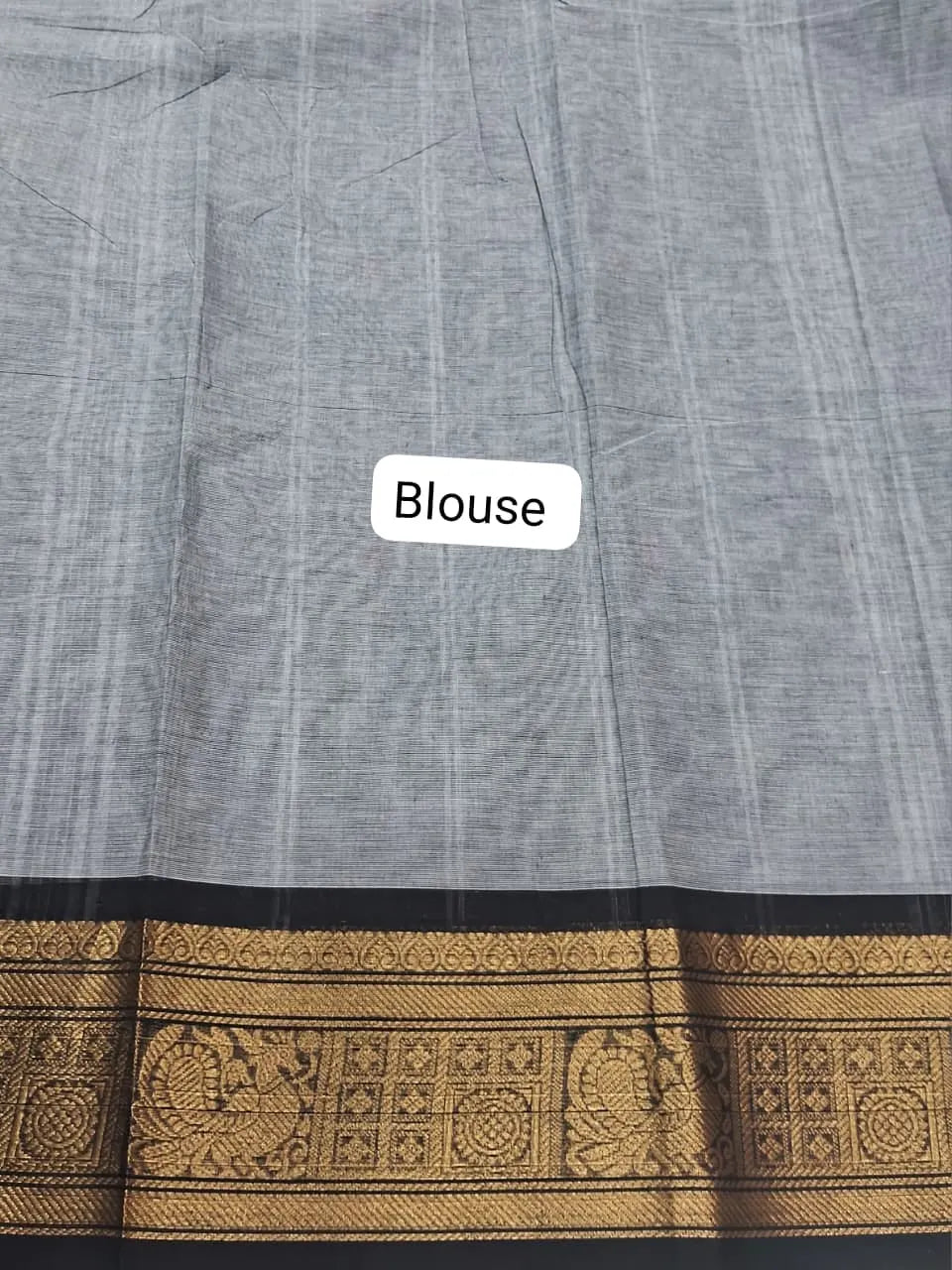Grey Chettinad Cotton Saree Blouse