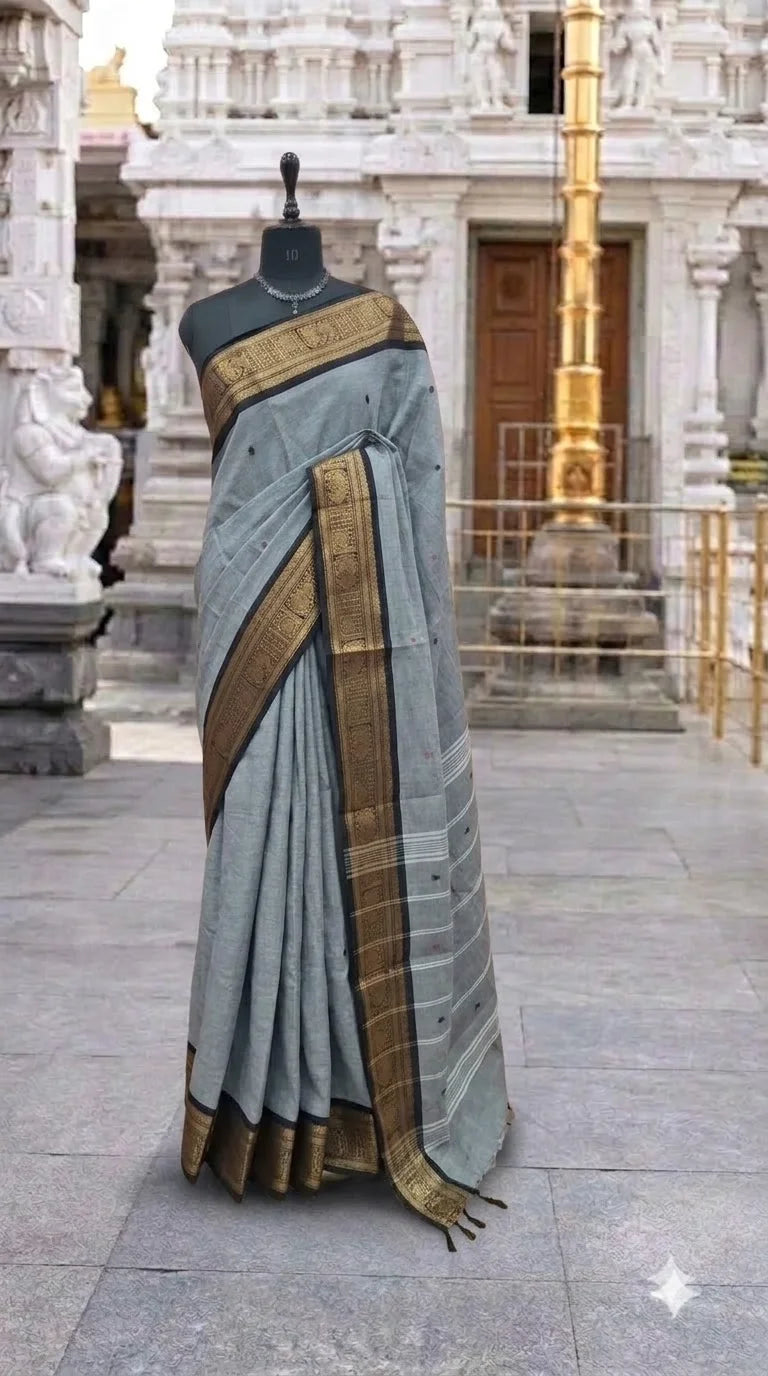 Grey Chettinad Cotton Saree