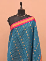 Marine Blue Chettinad Silk Cotton Saree  1