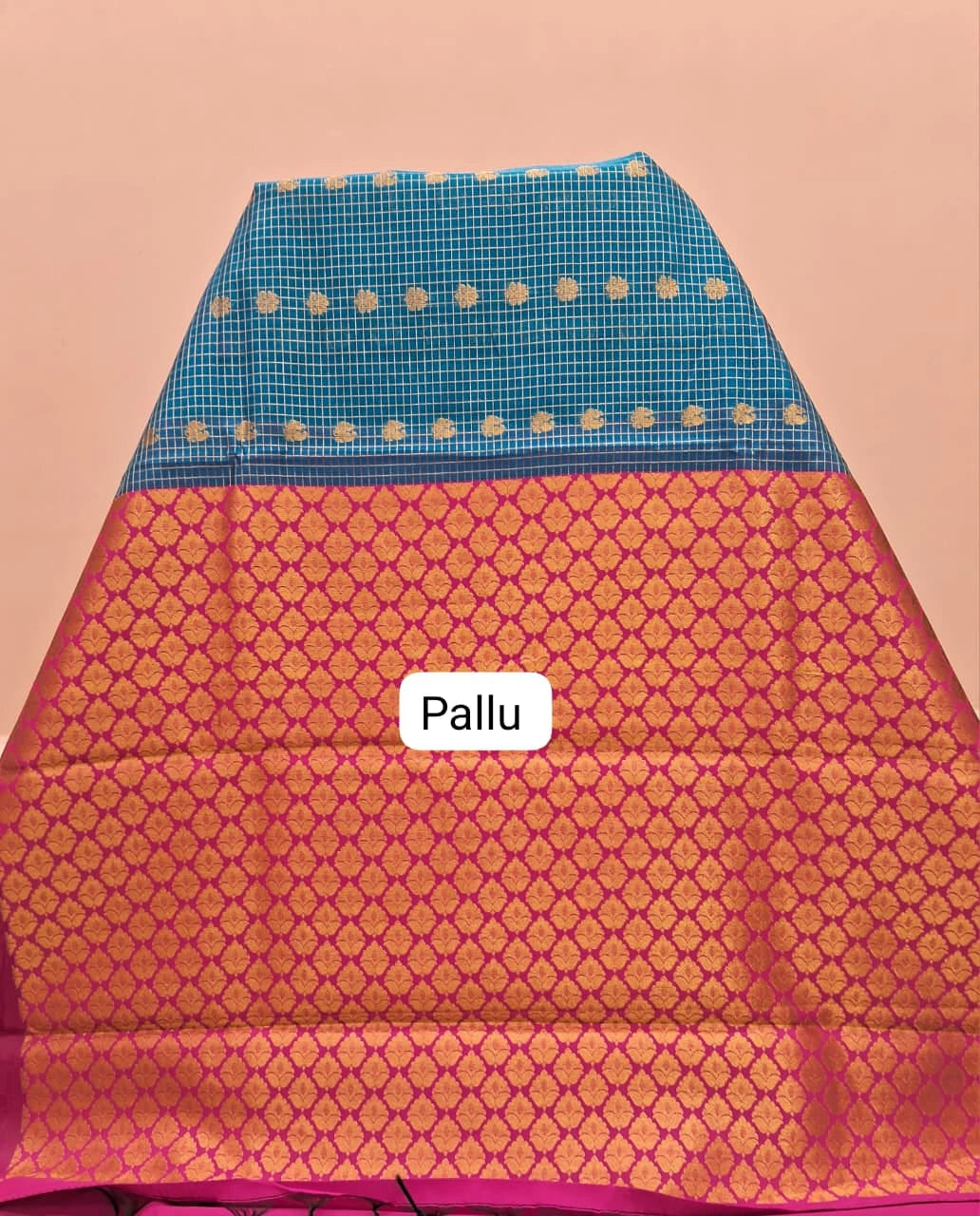 Marine Blue Chettinad Silk Cotton Saree pallu