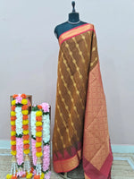 Dark Brown Chettinad Silk Cotton Saree
