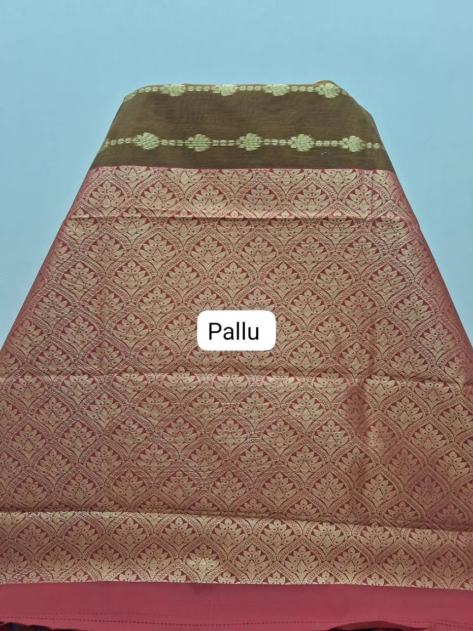 Dark Brown Chettinad Silk Cotton Saree Pallu
