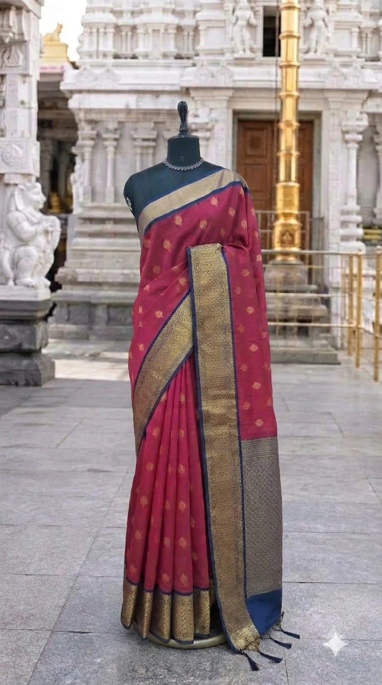 Dark Pink Chettinad Silk Cotton Saree