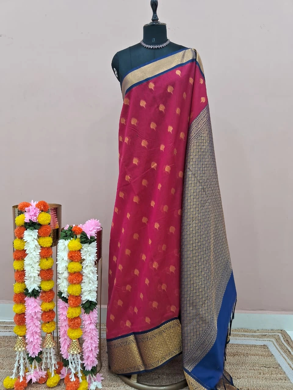 Dark Pink Chettinad Silk Cotton Saree