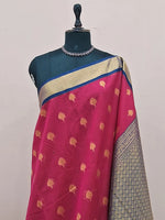 Dark Pink Chettinad Silk Cotton Saree 1