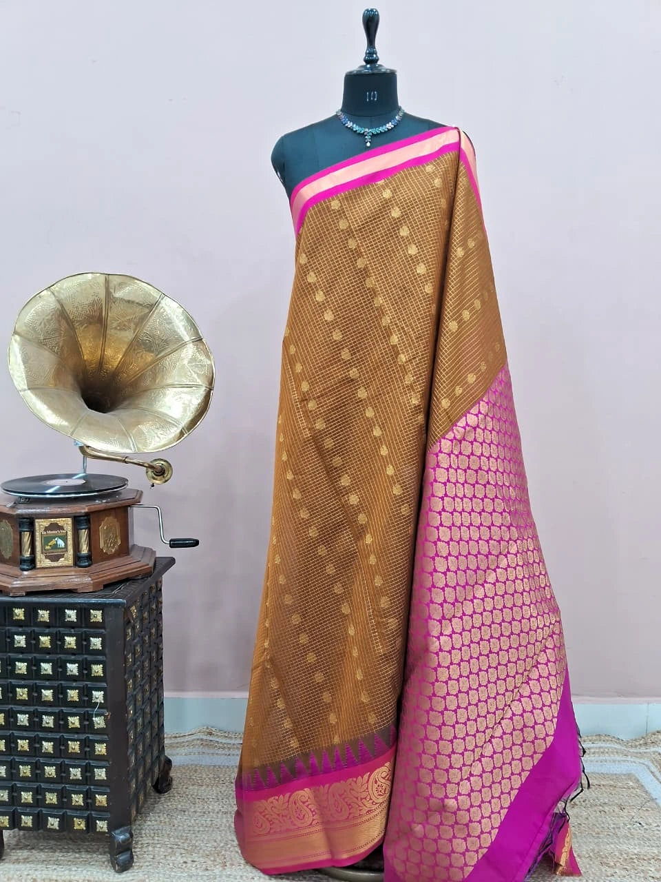 Brown Chettinad Silk Cotton Saree 