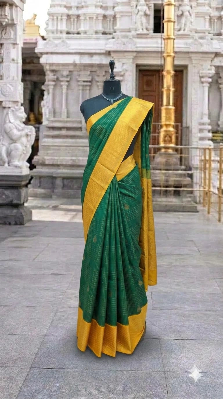 Bottle Green Chettinad Silk Cotton Saree