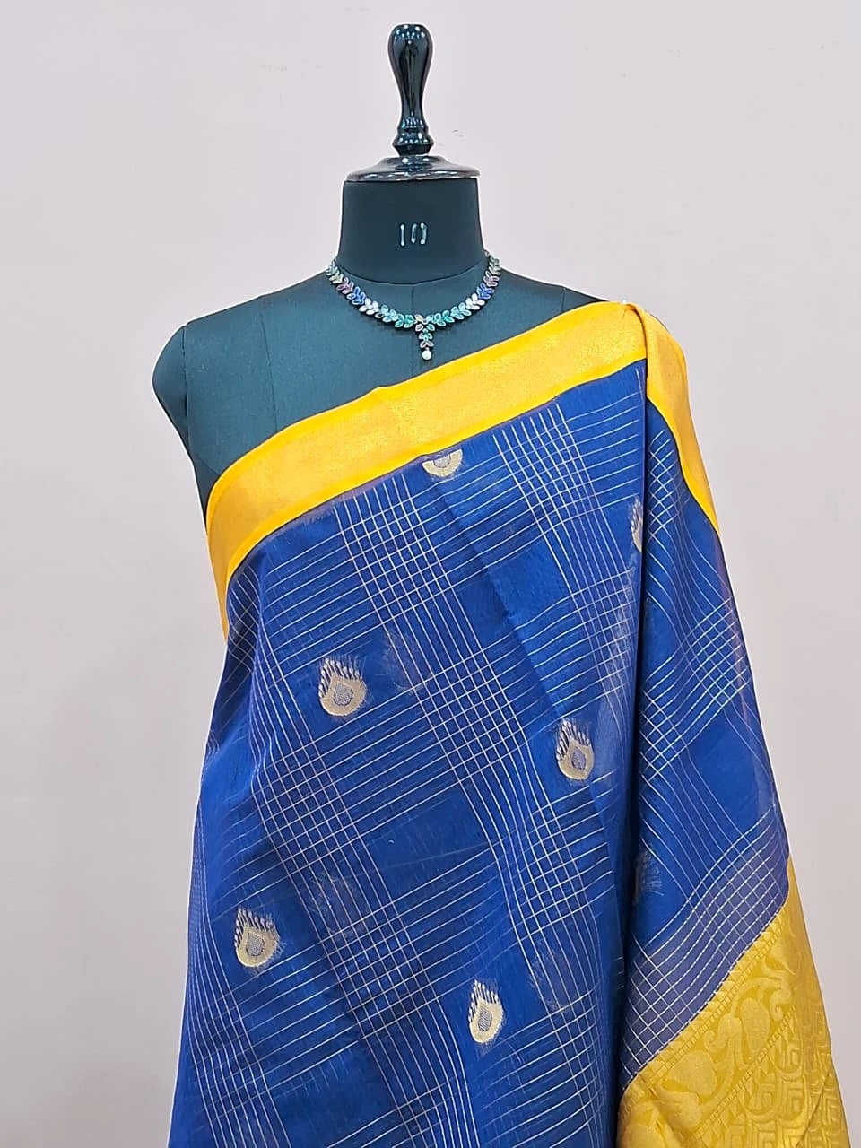Royal Blue Chettinad Silk Cotton Saree 1