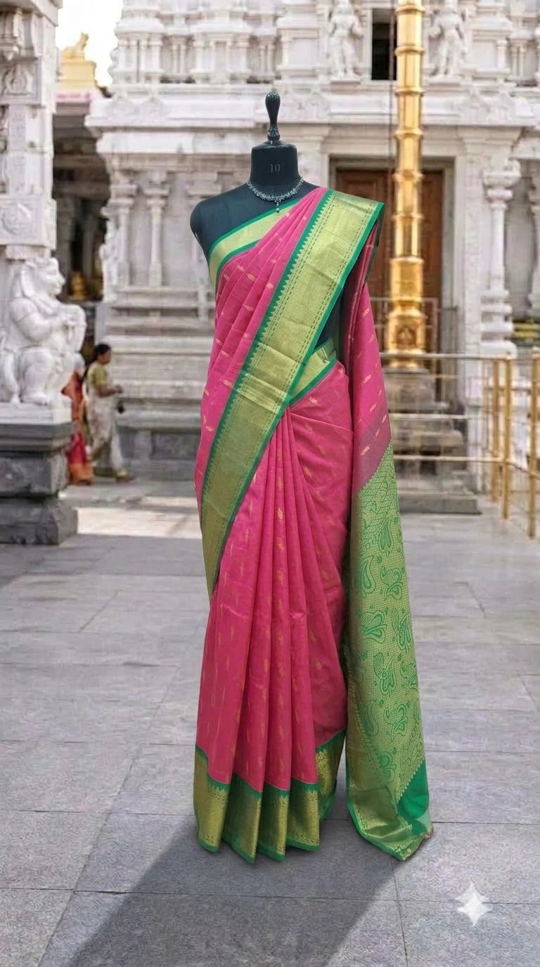 Rani Pink Chettinad Silk Cotton Saree 