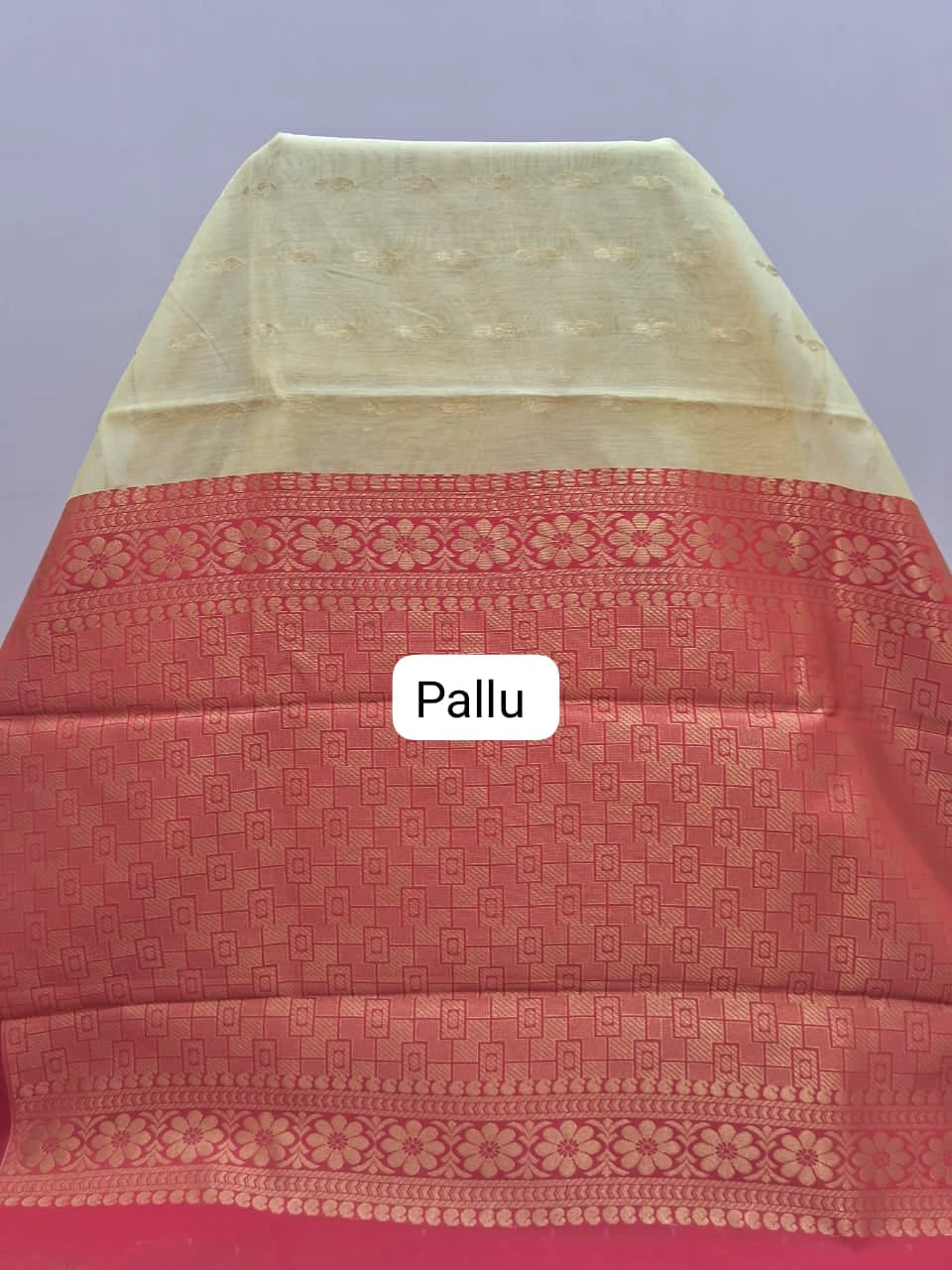 Cream Chettinad Silk Cotton Saree Pallu