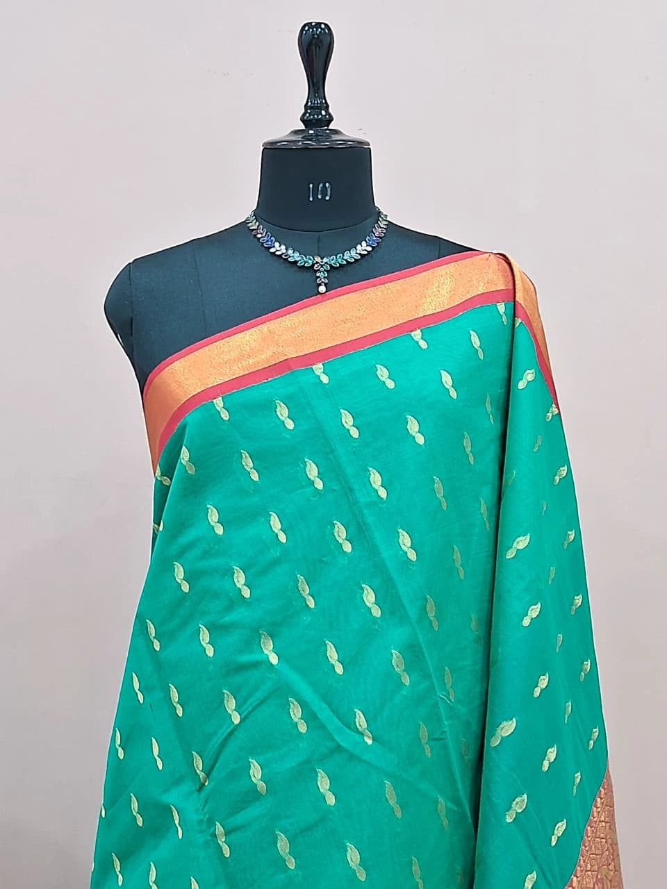 Rama Green Chettinad Silk Cotton Saree 1