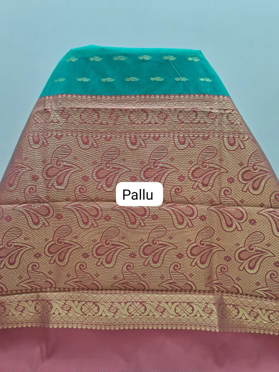 Rama Green Chettinad Silk Cotton Saree Pallu