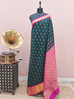 Dark Bottle Green Chettinad Silk Cotton Saree